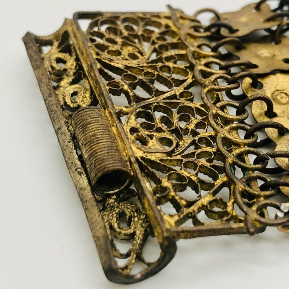 Rare Vintage Egyptian Revival Faience brass filigree bracelet - Picture 15 of 16